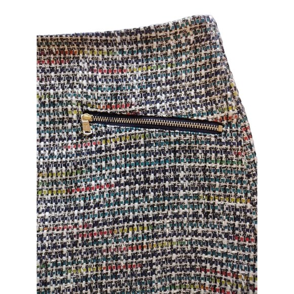 Loft Skirt Womens 4 Mini Tweed Zip Front Pockets Lined Multi Color - Picture 5 of 10